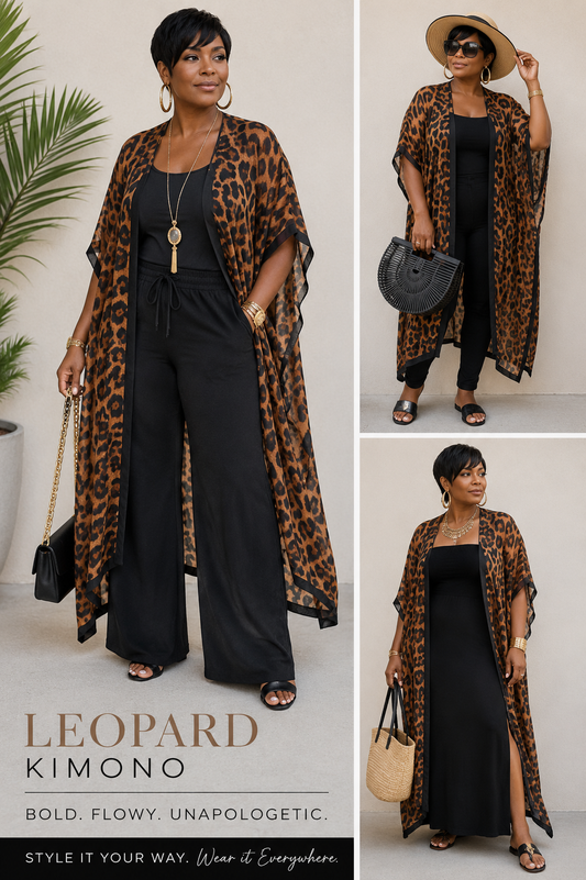 Leopard Print Kimono Cover Up | Flowy Women’s Resort Wear