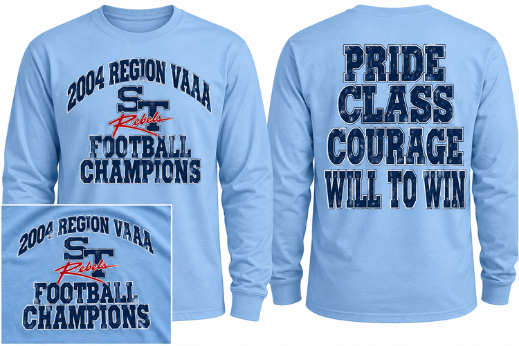 2004 Region VAAA Football Champions Rebels Long Sleeve Tee