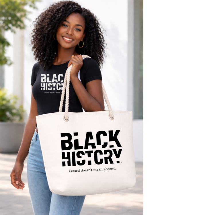 Black History — Erased Doesn’t Mean Absent | Anti-Erasure Statement Tote & Mug