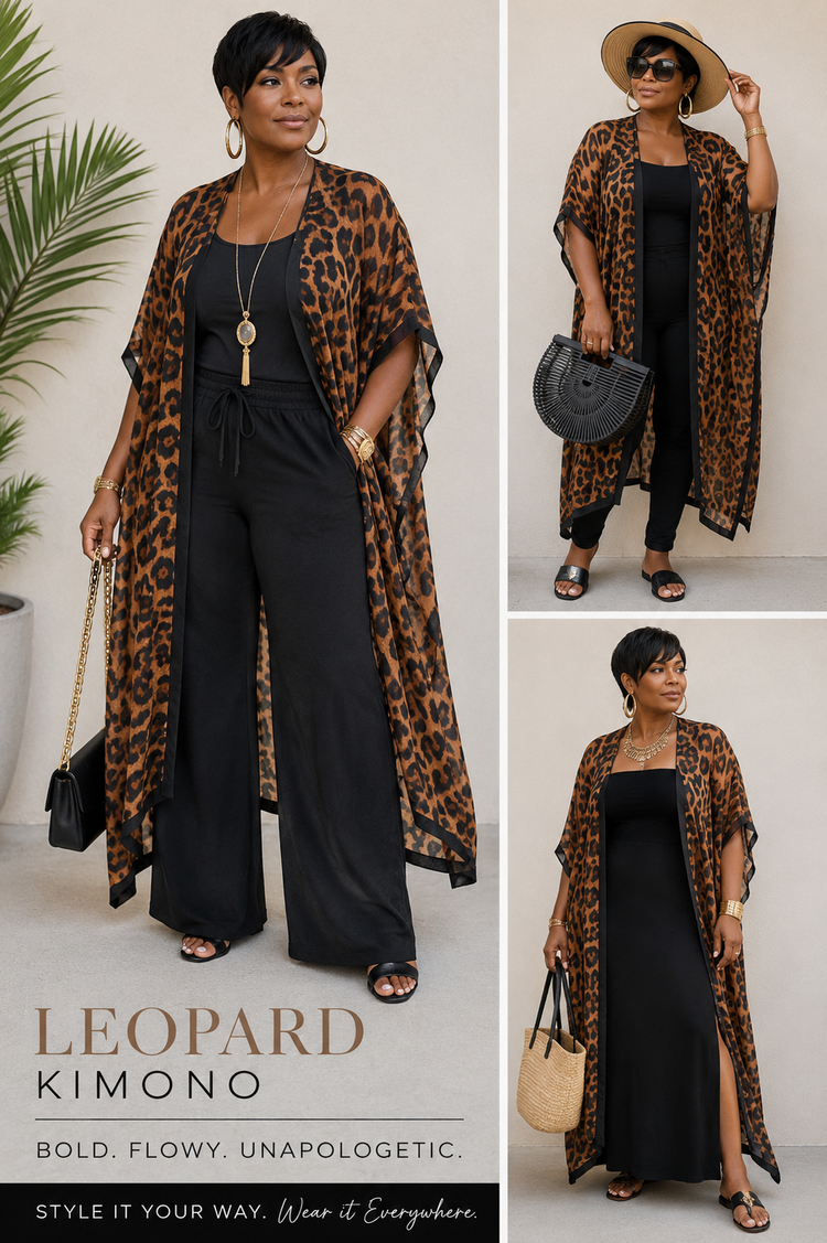 Leopard Print Kimono Cover Up | Flowy Women’s Resort Wear