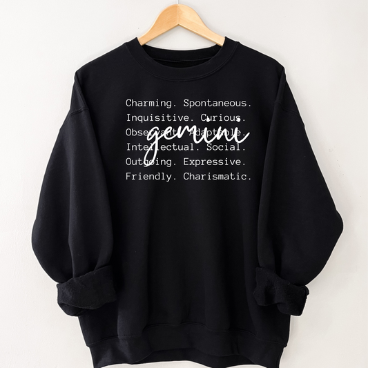 Black Zodiac Crewneck Sweatshirt – Bold Astrology-Inspired Design